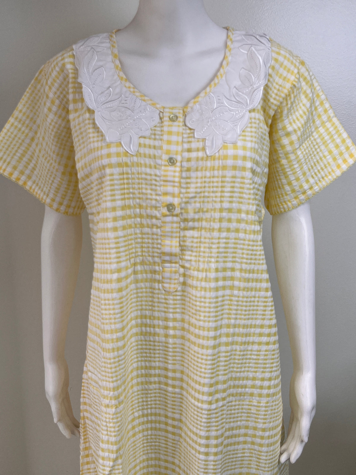Floral Embroidered Checked Nightgown Soft & Breathable