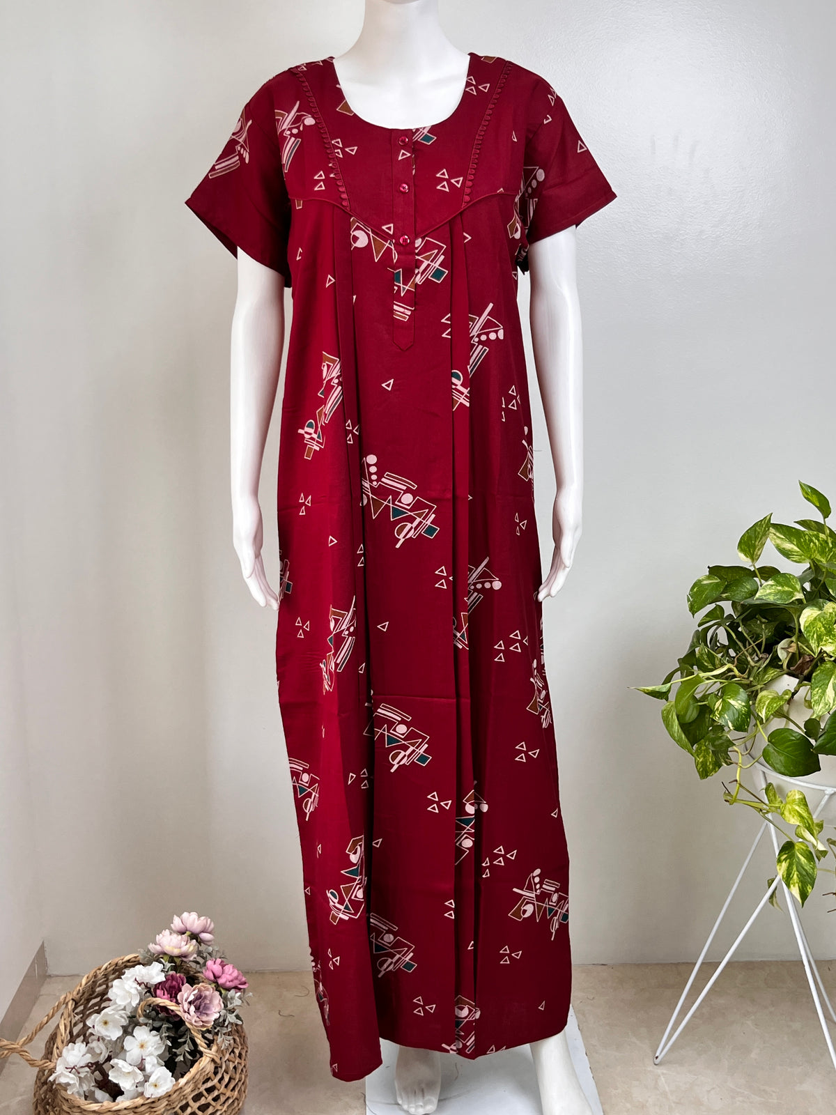 Geometric Printed Alpine Nightgown Stylish & Long-Lasting