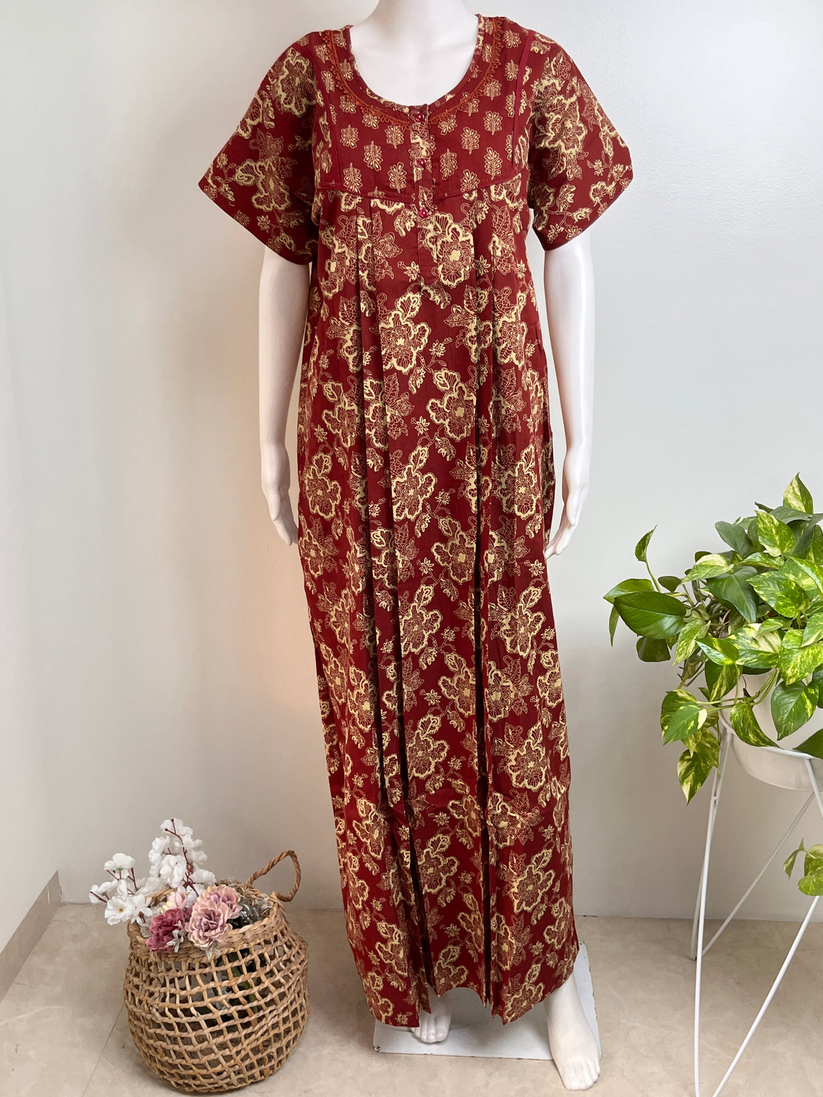 Pure Cotton Nightgown Printed Design & Soft Breathable Fabric