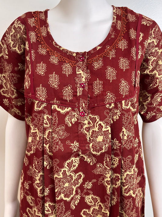 Pure Cotton Nightgown Printed Design & Soft Breathable Fabric