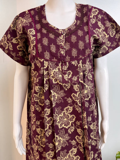 Pure Cotton Nightgown Printed Design & Soft Breathable Fabric