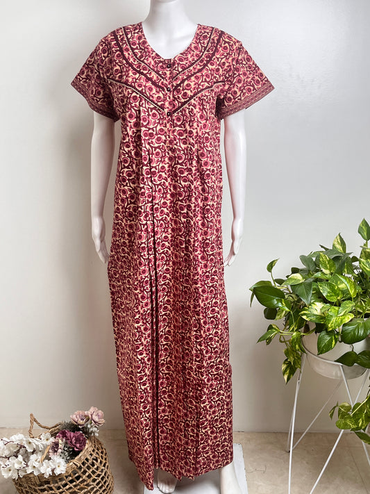 Stylish Cotton Nightgown Soft Fabric & Breathable Daily Wear
