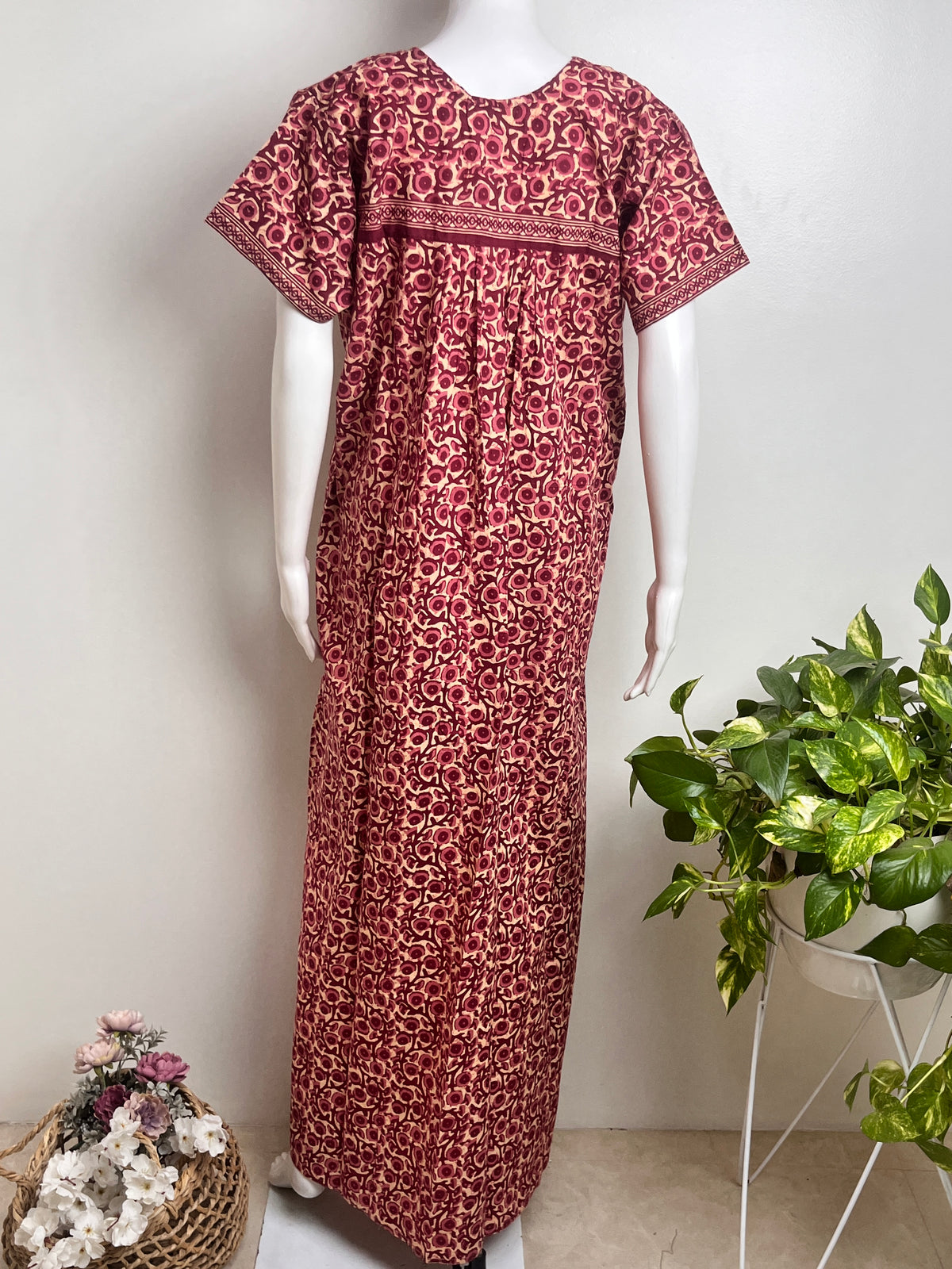 Stylish Cotton Nightgown Soft Fabric & Breathable Daily Wear