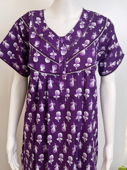 Soft Cotton Nighty Floral Print & Breathable Sleepwear