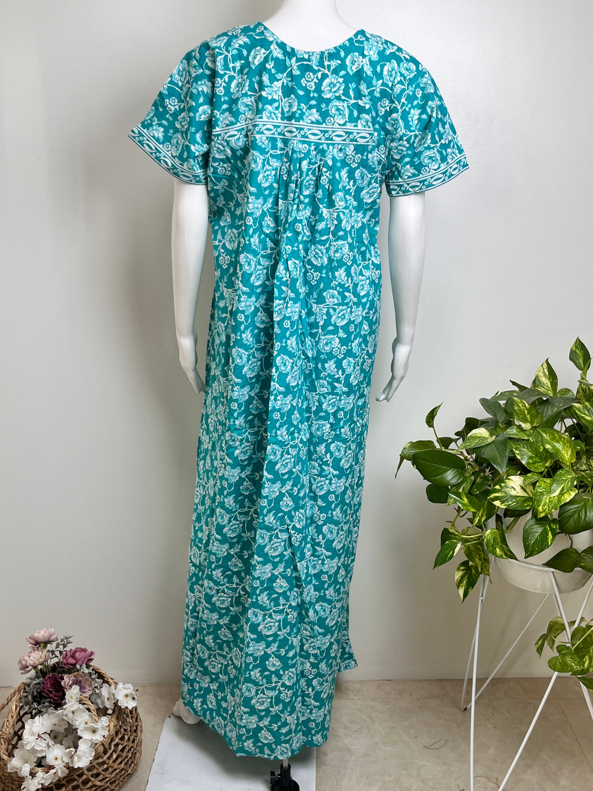 Floral Print Cotton Nightgown Breathable & Comfortable Sleepwear