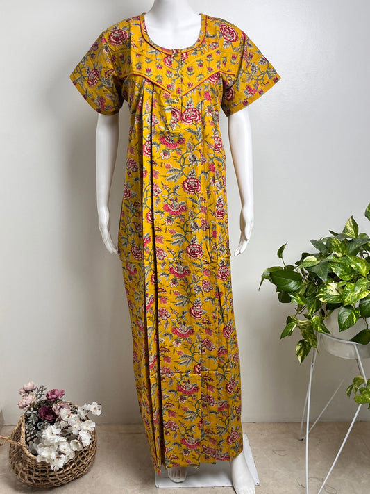 Floral Print Cotton Nighty Lightweight & Comfortable Sleepwear