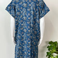 Navy Blue Pleated Style Alpine Fabric Nighty
