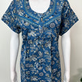 Navy Blue Pleated Style Alpine Fabric Nighty