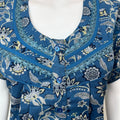 Navy Blue Pleated Style Alpine Fabric Nighty