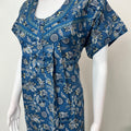 Navy Blue Pleated Style Alpine Fabric Nighty