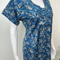 Navy Blue Pleated Style Alpine Fabric Nighty