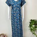 Navy Blue Pleated Style Alpine Fabric Nighty