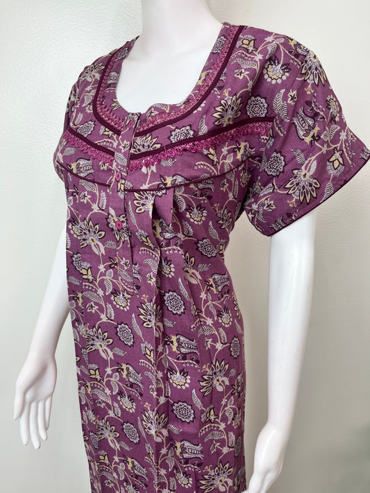 Purple Soft & Breathable Alpine Fabric Nightgown for Women