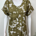 Olive Green Floral Printed Alpine Nightgown for Women