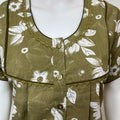 Olive Green Floral Printed Alpine Nightgown for Women