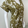 Olive Green Floral Printed Alpine Nightgown for Women
