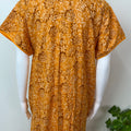 Yellow Pleated Style Alpine Fabric Women's Nightgown