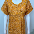 Yellow Pleated Style Alpine Fabric Women's Nightgown