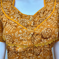 Yellow Pleated Style Alpine Fabric Women's Nightgown