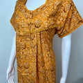 Yellow Pleated Style Alpine Fabric Women's Nightgown