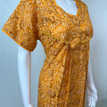 Yellow Pleated Style Alpine Fabric Women's Nightgown