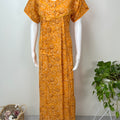 Yellow Pleated Style Alpine Fabric Women's Nightgown