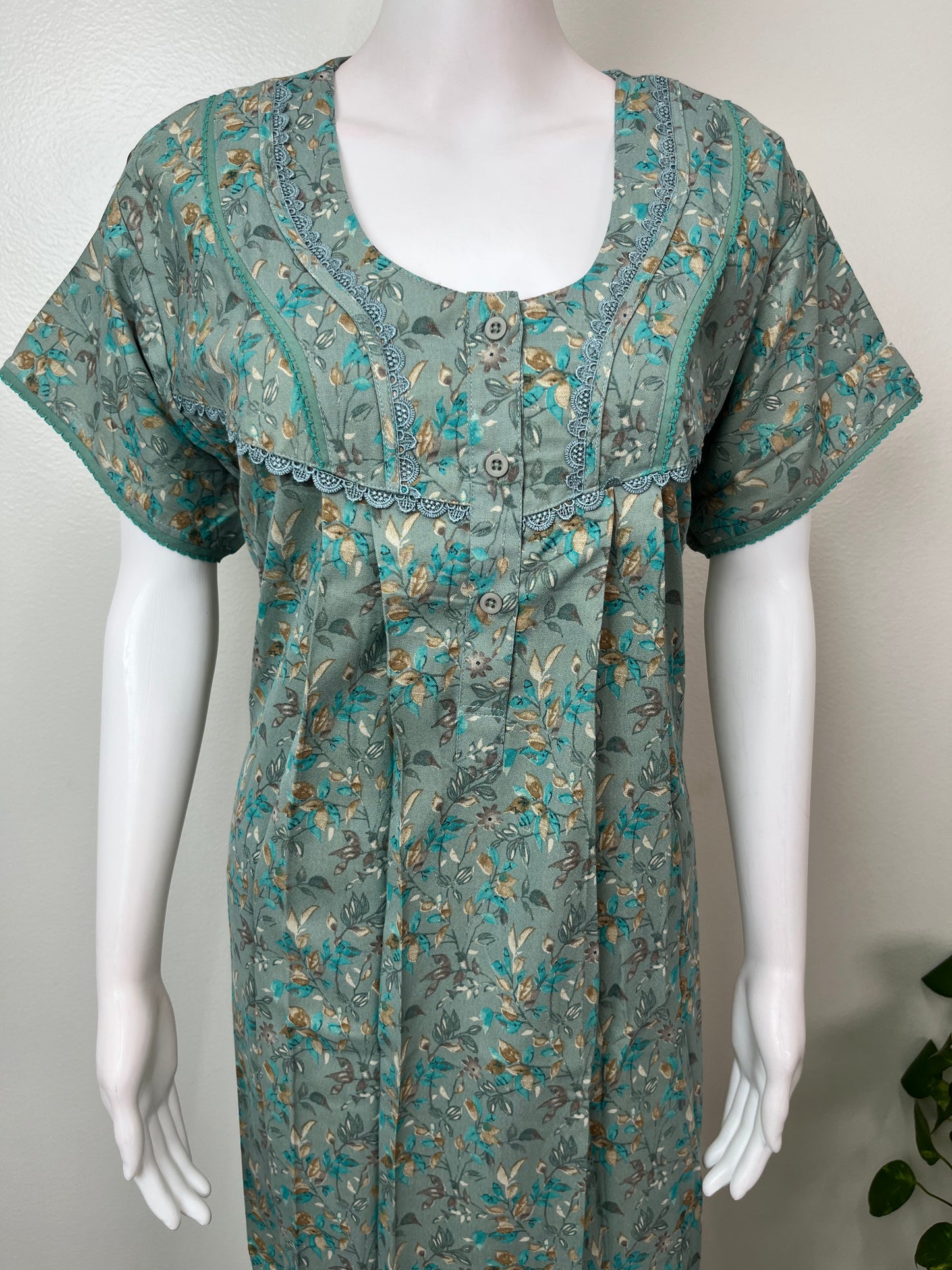 Green Printed Alpine Nighty for Women