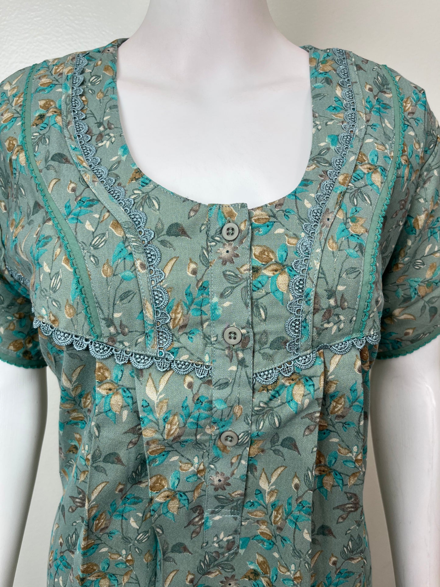 Green Printed Alpine Nighty for Women