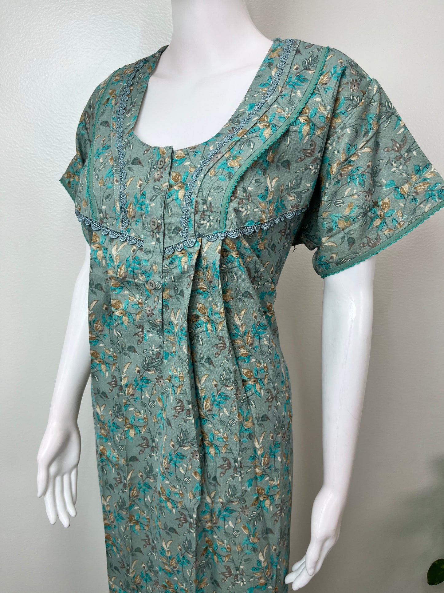 Green Printed Alpine Nighty for Women