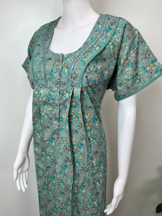 Green Printed Alpine Nighty for Women