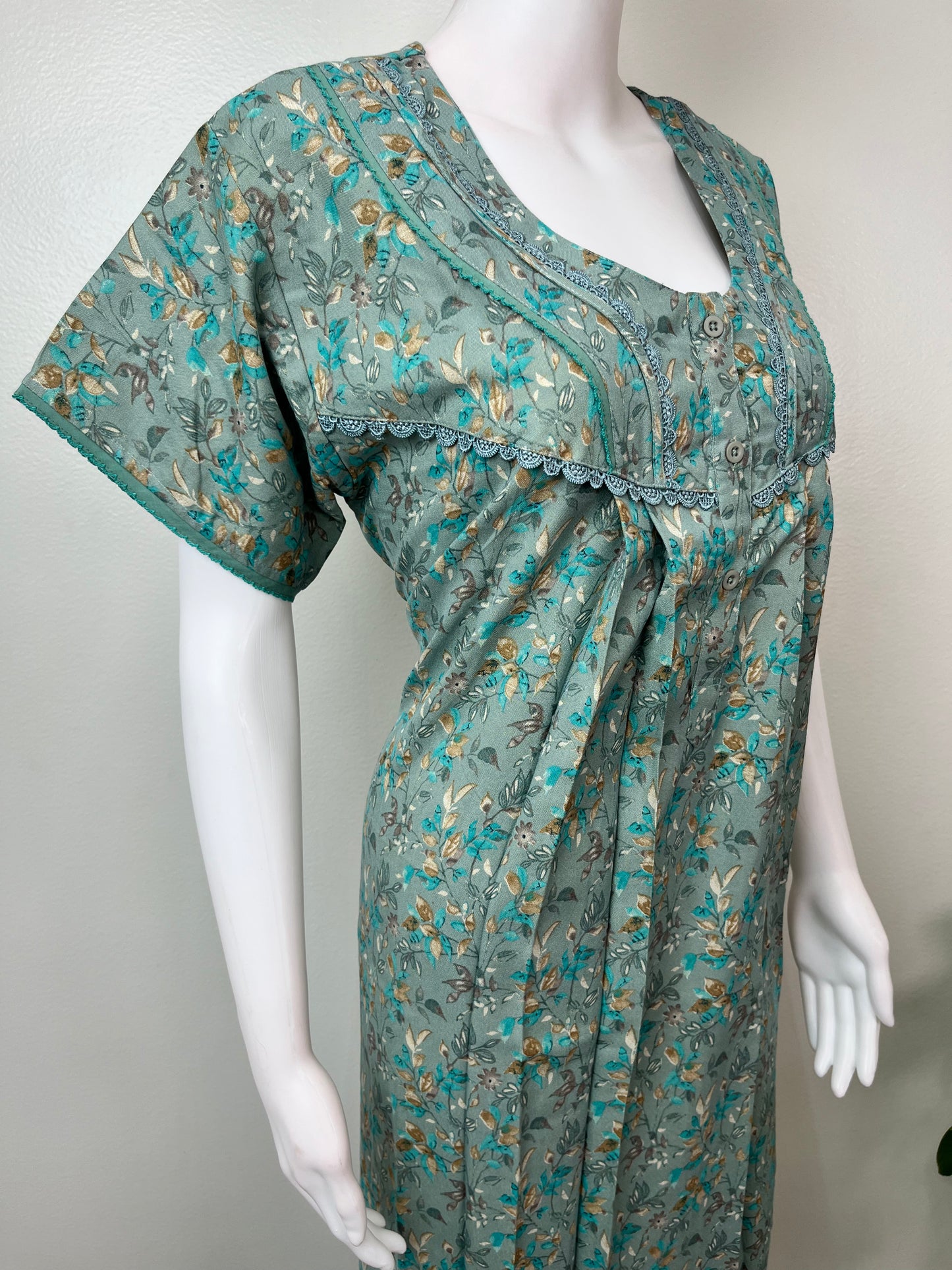 Green Printed Alpine Nighty for Women