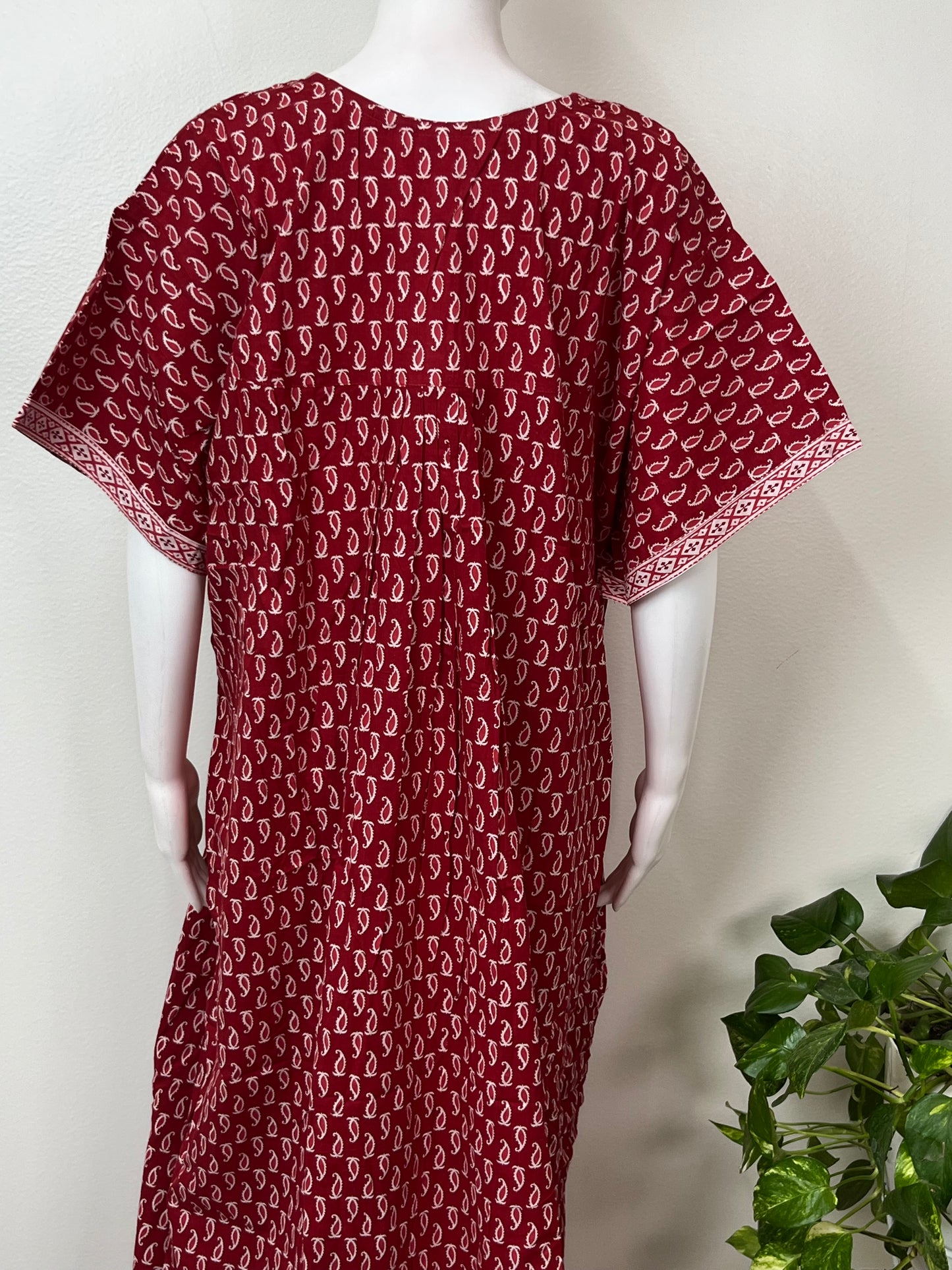 Red Pure Cotton Nightgown for Women