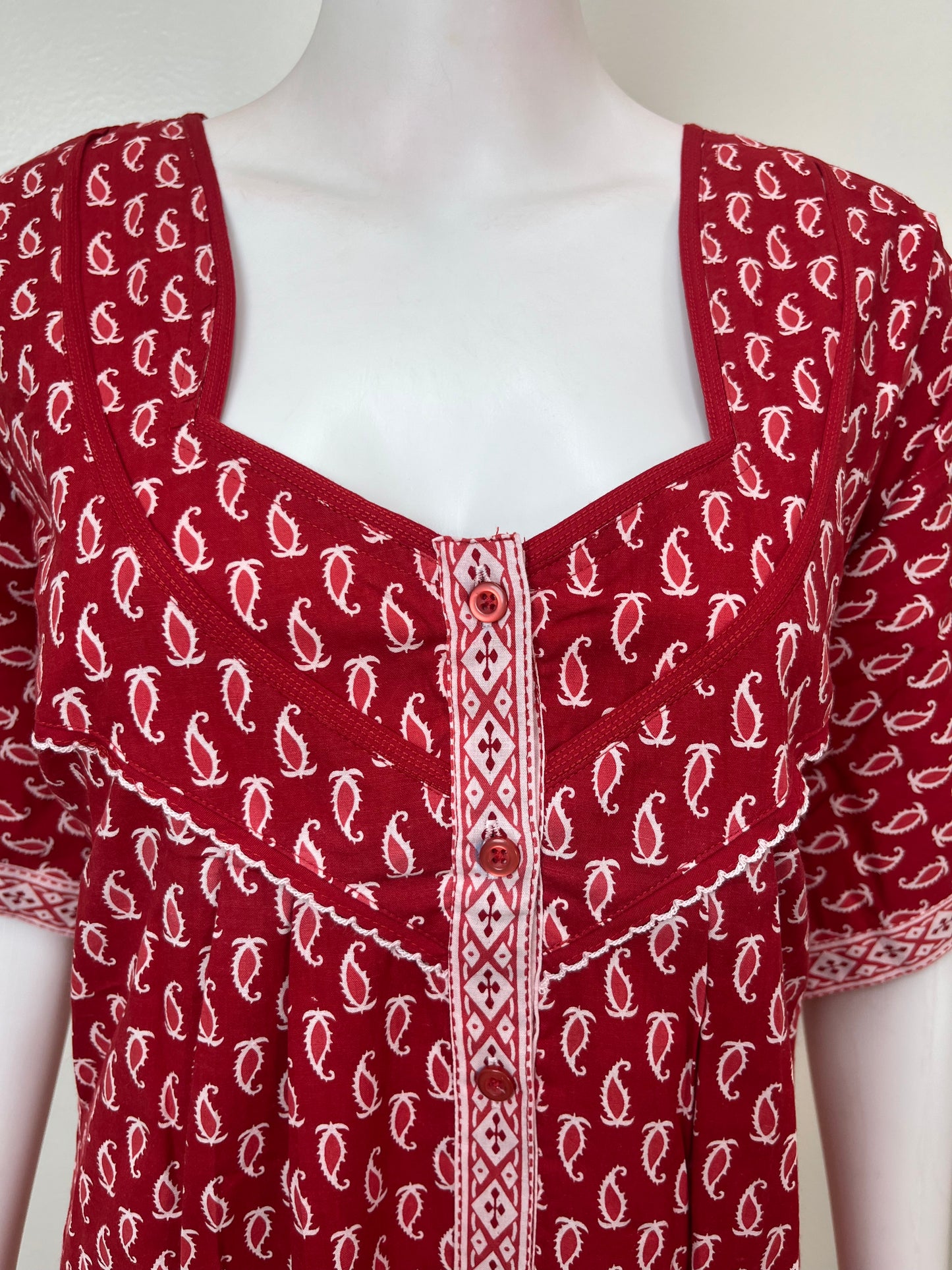 Red Pure Cotton Nightgown for Women