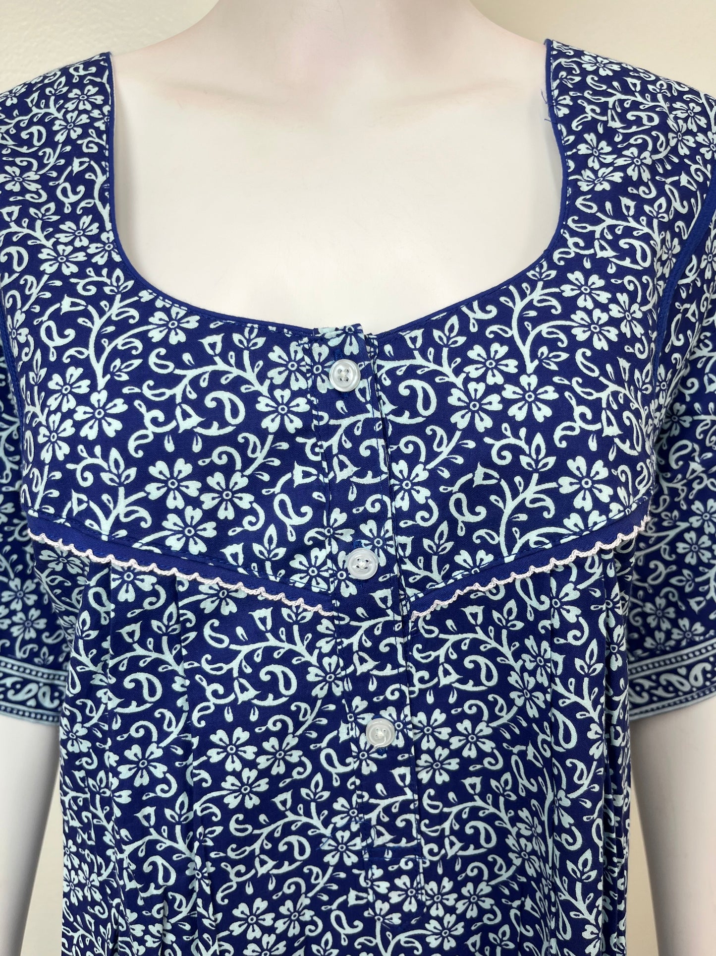 Navy Blue Pure Cotton Nightgown Soft & Comfortable