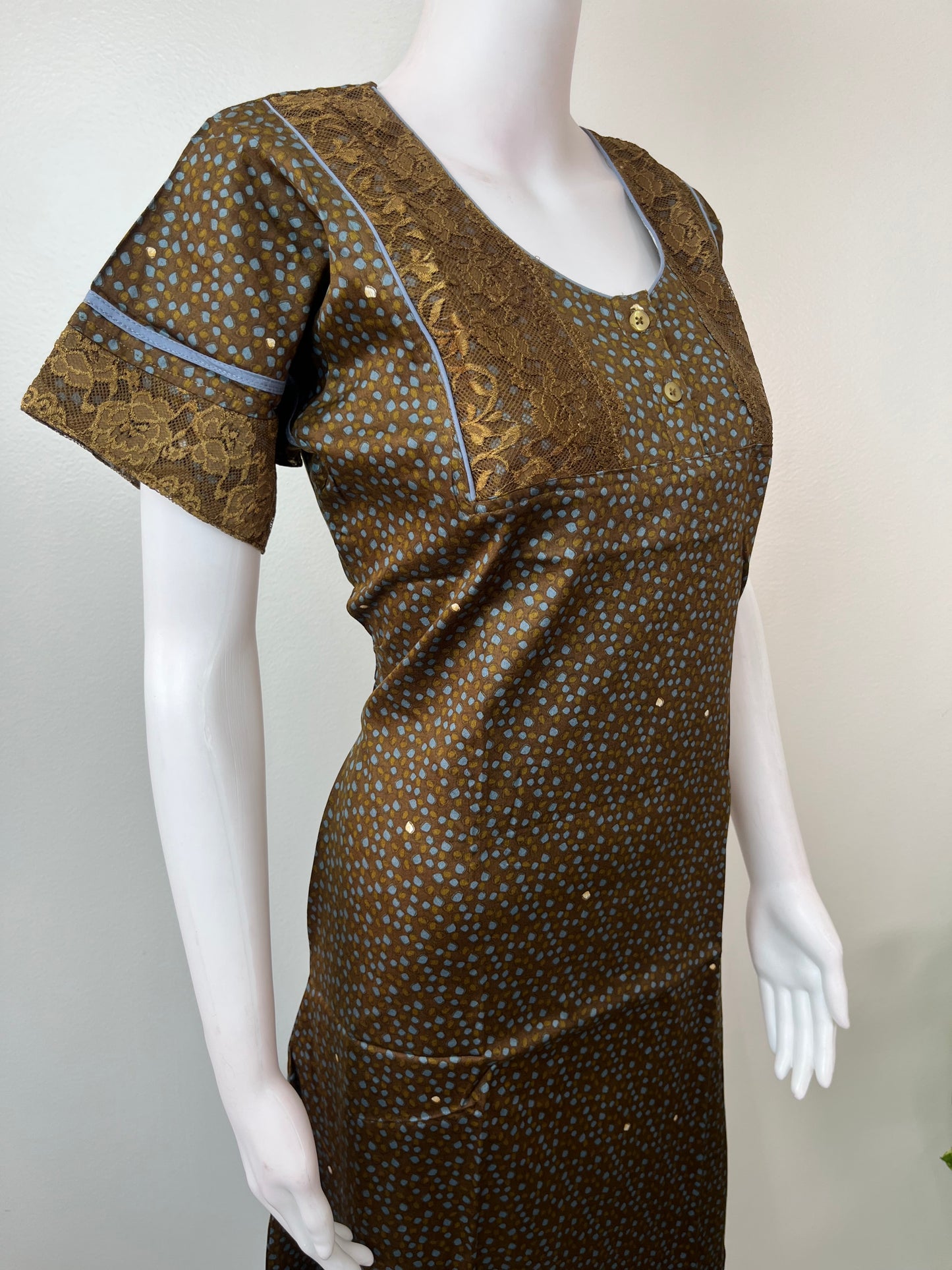 Printed Cotton Satin Fabric Nightgown