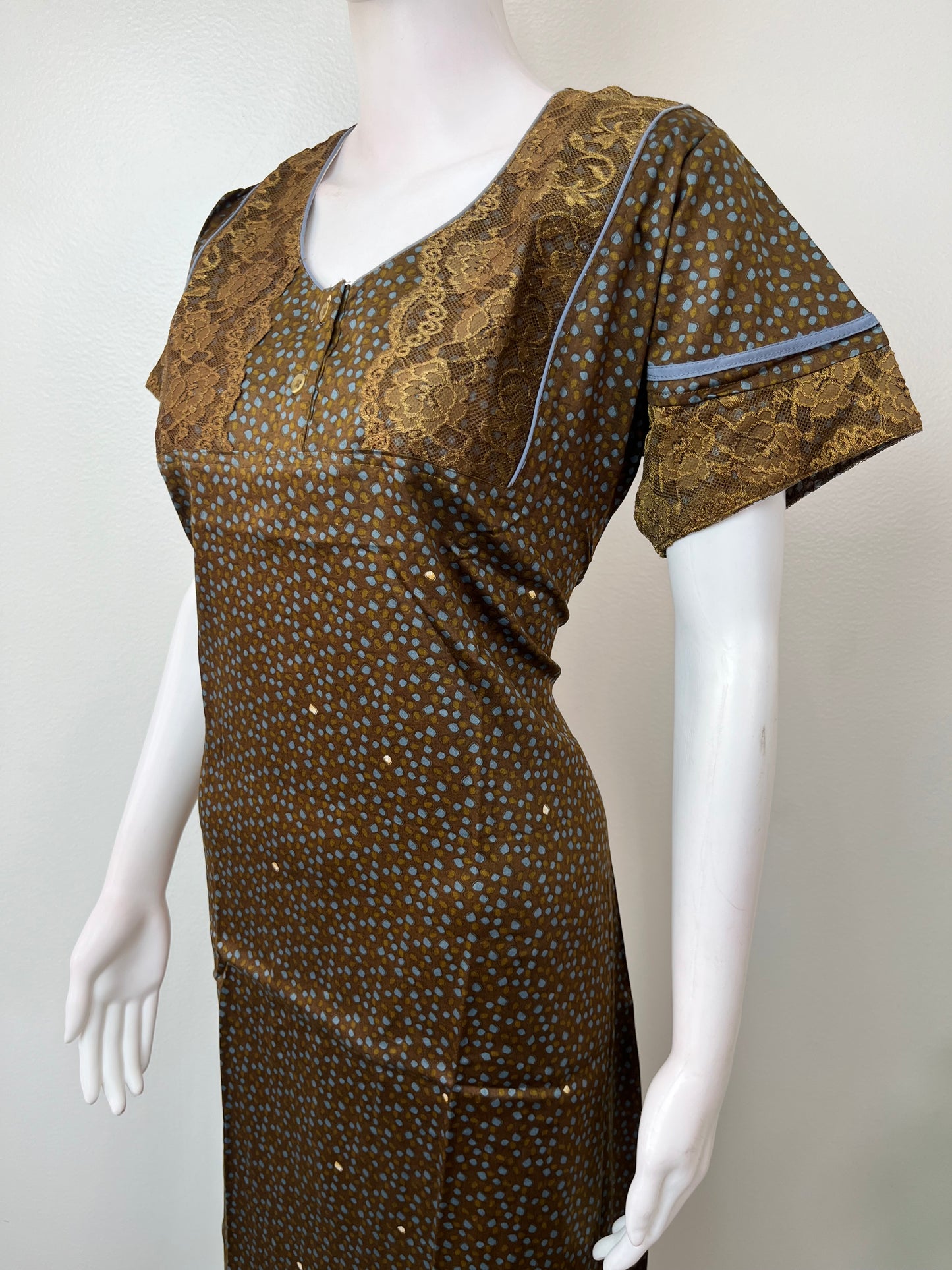 Printed Cotton Satin Fabric Nightgown