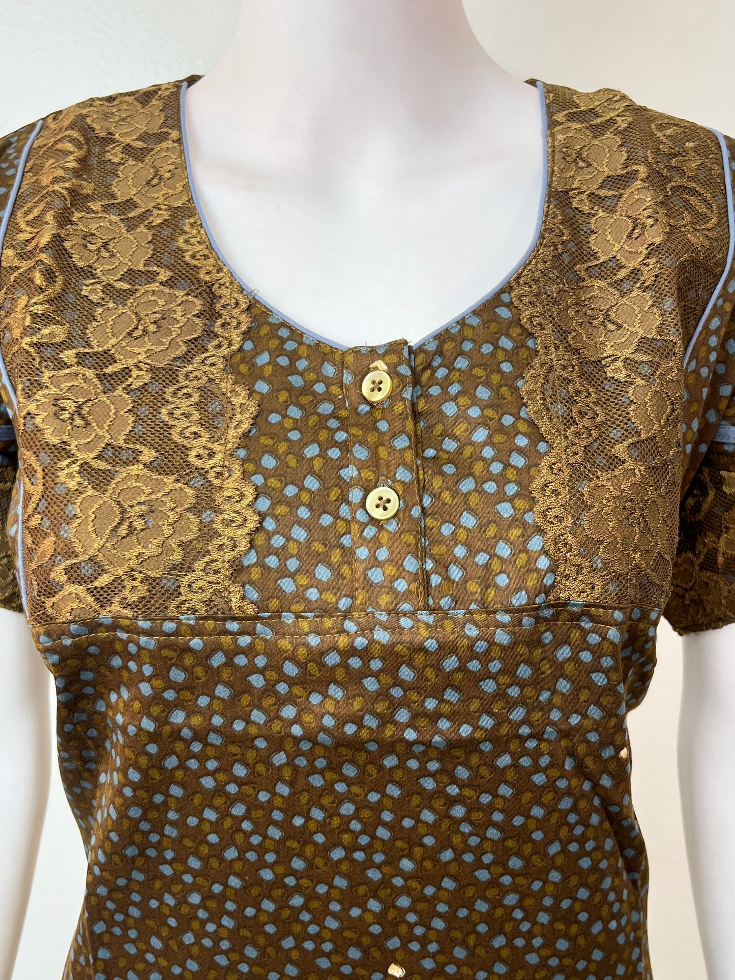 Printed Cotton Satin Fabric Nightgown