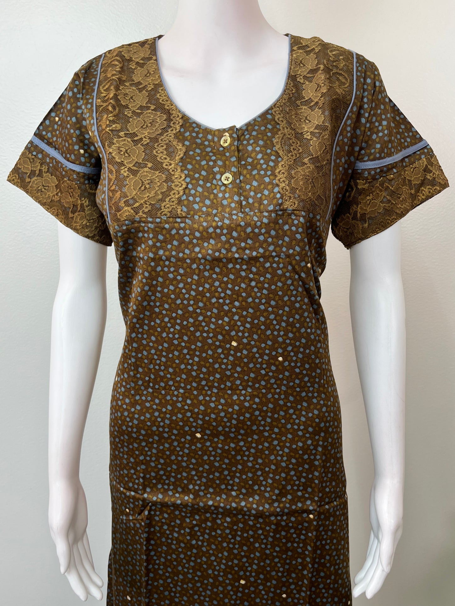 Printed Cotton Satin Fabric Nightgown