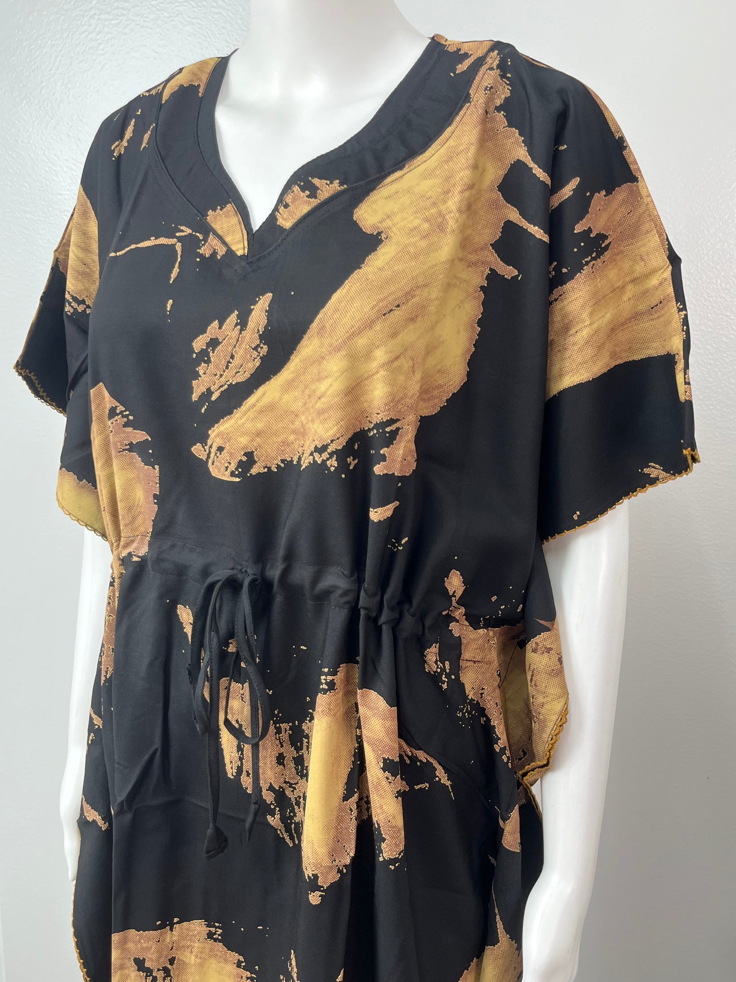 Black & Golden Soft Rayon Kaftan