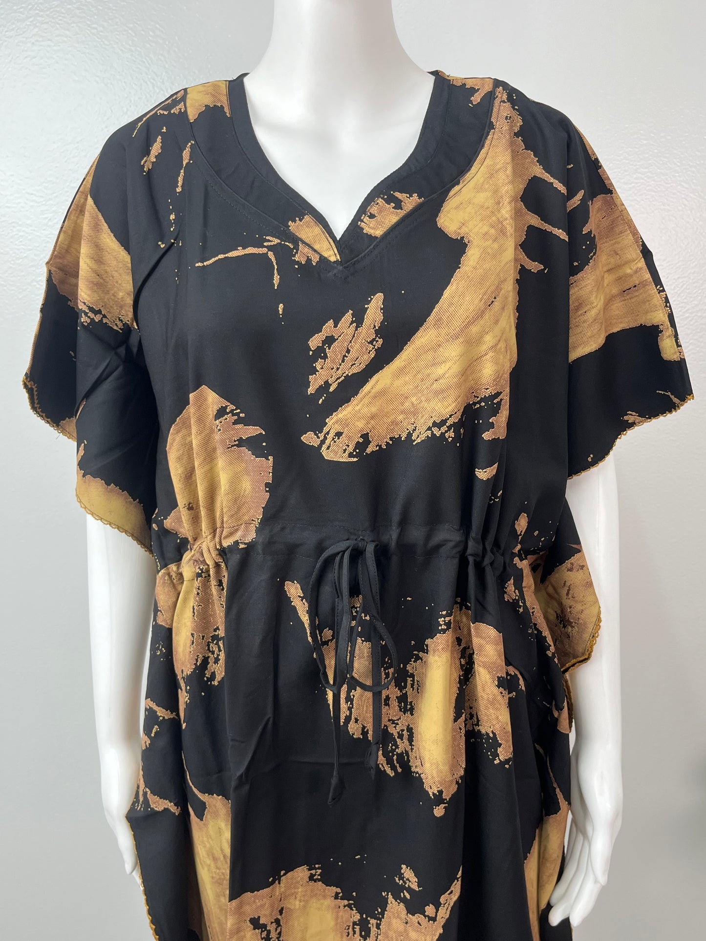 Black & Golden Soft Rayon Kaftan