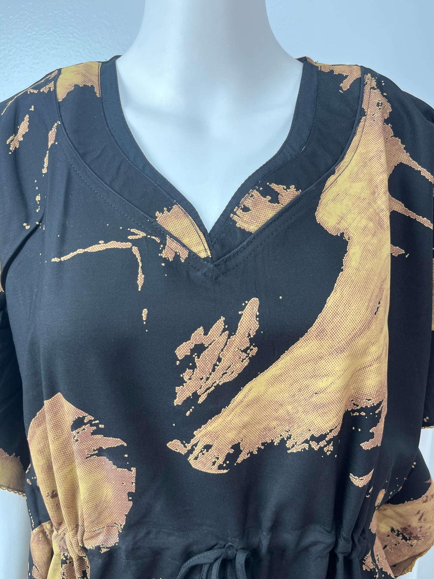 Black & Golden Soft Rayon Kaftan