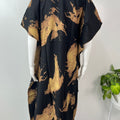 Black & Golden Soft Rayon Kaftan
