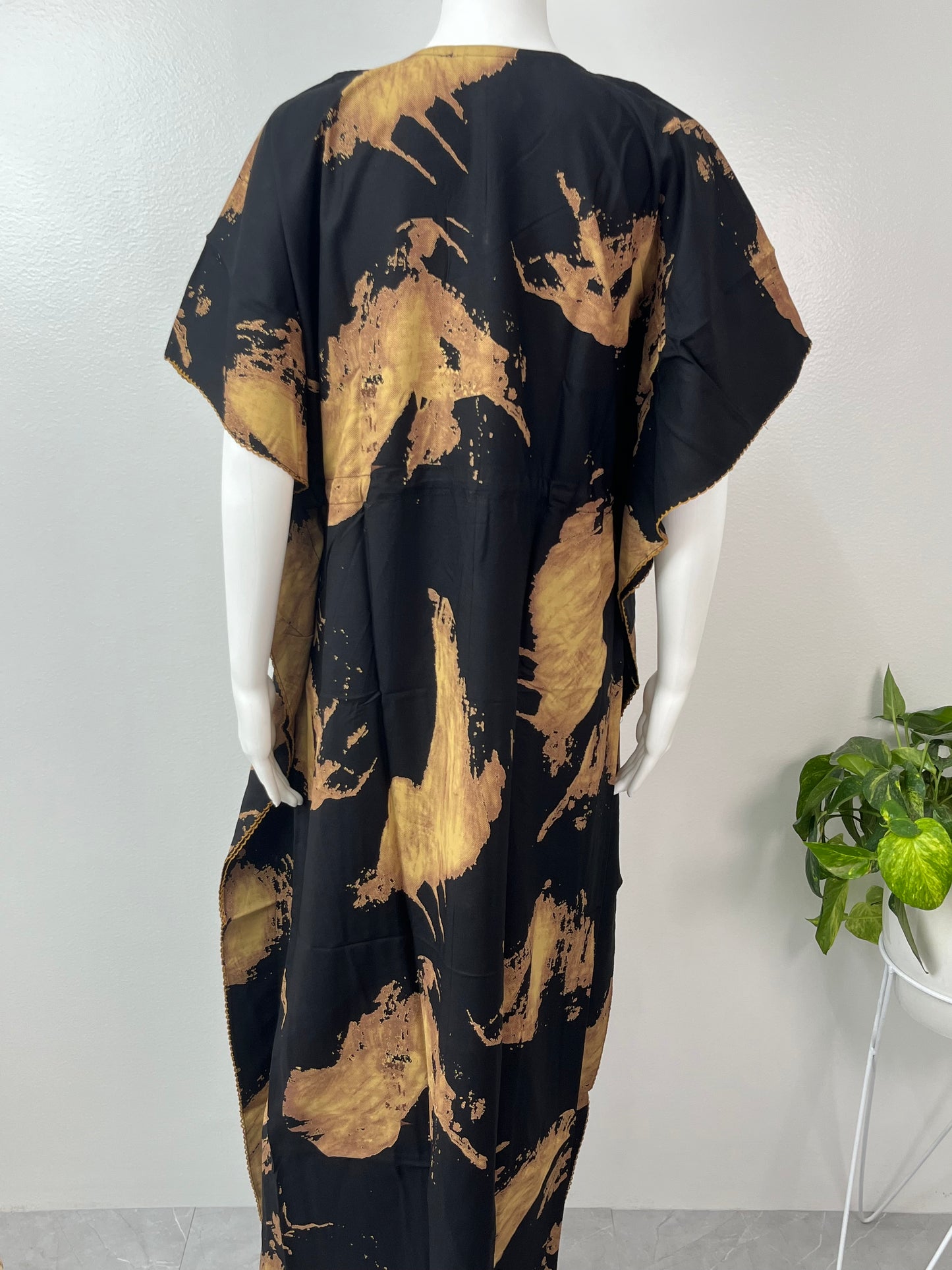 Black & Golden Soft Rayon Kaftan