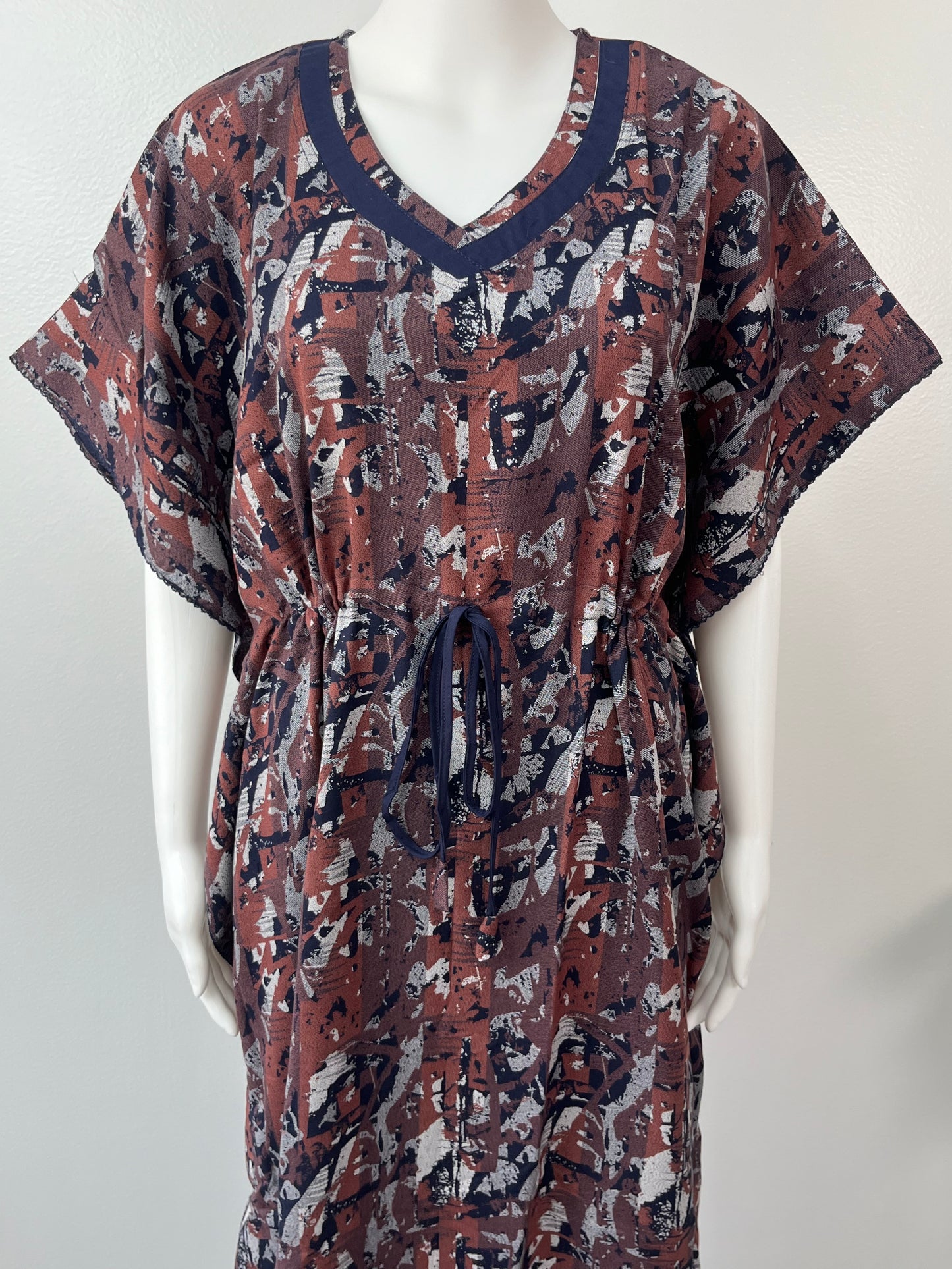 Navy Blue Printed Premium Alpine Fabric Kaftan