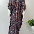 Navy Blue Printed Premium Alpine Fabric Kaftan