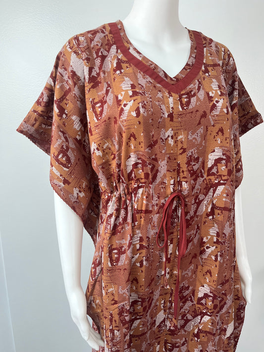 Maroon Printed Soft Alpine Kaftan