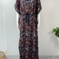 Navy Blue Printed Premium Alpine Fabric Kaftan