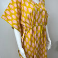 Yellow Printed Soft Pure Cotton Kaftan for Women