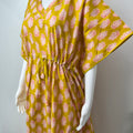 Yellow Printed Soft Pure Cotton Kaftan for Women