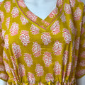 Yellow Printed Soft Pure Cotton Kaftan for Women